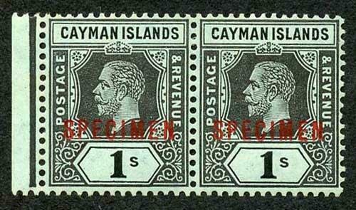 Cayman Is SG48bs 1/- Pair Opt SPECIMEN m/m