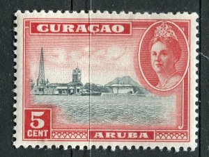 NETHERLANDS CURACAO; 1942 early Wilhelmina Airmail issue Mint hinged 5c. value