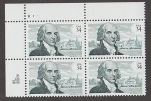 U.S. Scott #3545 James Madison Stamp - Mint NH Plate Block