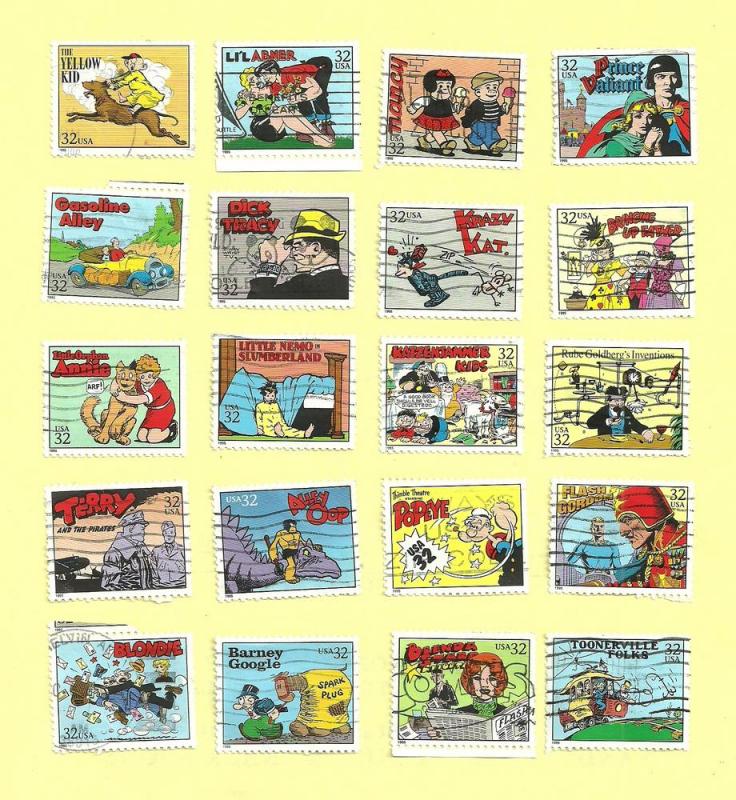 complete set of used comic strip stamps