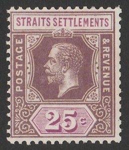 MALAYA - STRAITS SETTLEMENTS 1921 KGV 25c Die I type I, wmk script.