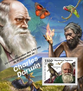 TOGO - 2022 - Charles Darwin - Perf Souv Sheet - Mint Never Hinged