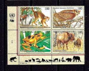 U.N. offices in Geneva 267a NH 1995 Wildlife Block of 4