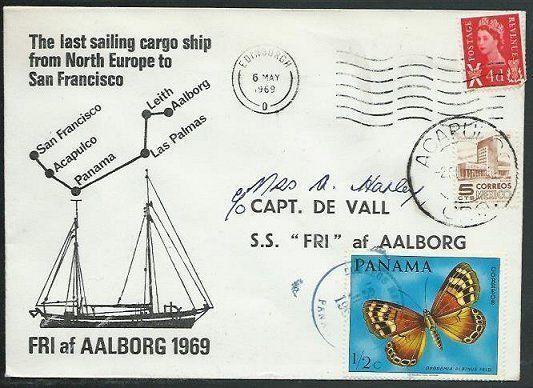 GB MEXICO PANAMA 1969 cover Last Sailing Cargo Ship FRI ex Edinburgh.....38119