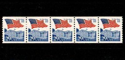 1992  Flag White House  Sc 2609  COIL MNH  strip plate 