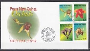 Papua New Guinea, Scott cat. 944-947. Orchids issue on a First day cover. ^