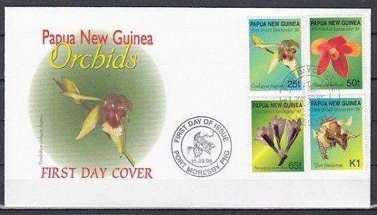 Papua New Guinea, Scott cat. 944-947. Orchids issue on a First day cover