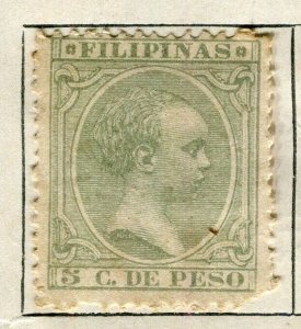 PHILIPPINES; 1896 early Baby King Alfonso issue Mint hinged 5c. value