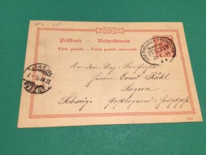 Germany 1894 Bahnpost Zug postal card to Switzerland A14943