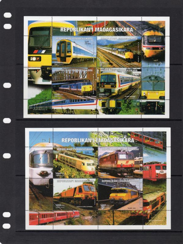 Madagascar 1999  Trains/Locomotives 4 Sheetlets of 4 Perforated MNH VF
