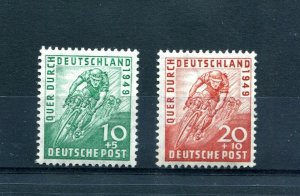 GERMANY AMERICAN BRITISH ZONE 1949 CYCLING BIKE TOUR SET B304-B305 PERFECT MNH