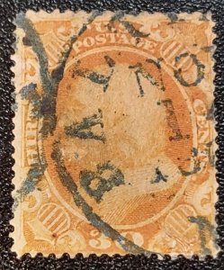 Scott Stamp# 38 - Used 1860 30¢ Franklin.  Very Well-Centered.  SCV $500.00