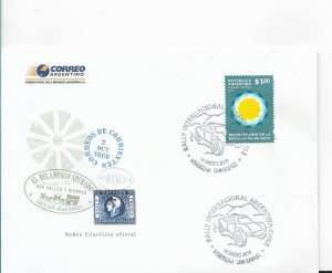 ARGENTINA 2010 COVER WITH SPECIAL CANCEL INTERNATIONAL RALLY ARGENTINA CHILE