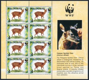 Philippines 2476a-2479a sheets,MNH. WWF 1997.Visayan spotted deer,Warty pig.