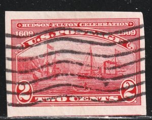 #373 US 2 CENT CARMINE HUDSON FULTON IMPERF USED-N/G-FINE-V/F