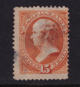 1870 Daniel Webster Sc 152 used 15c orange, light cancel  CV $225 (K5