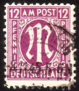 1945 Germany, American-British Occ. (Bizone) 12pfg, Used, Sc 3N8a, Mi 7zab