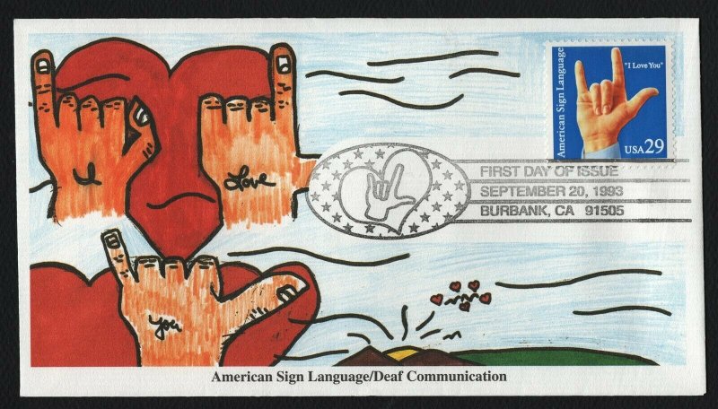 #2783-2784 29c American Sign Language, Mystic FDC **ANY 5=FREE SHIPPING**