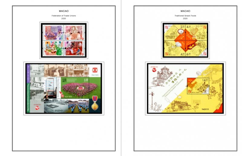 COLOR PRINTED MACAO 2011-2020 STAMP ALBUM  PAGES (122 illustrated pages)