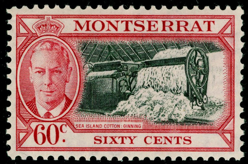 MONTSERRAT SG132, 60c black & carmine, LH MINT. Cat £11.