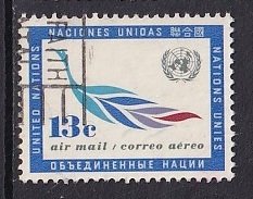 United Nations New York   #C10   used  1963  bird of laurel leaves 13c