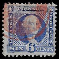 U.S. #115 Used; 6c Washington G Grill (1869)