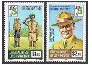 St Vincent Gren 246-247,MNH.Michel 247-248. Boy Scouts,75,1982.Lord Baden Powell