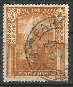 ZANZIBAR, 1921, used 3r, Dhow Scott 172