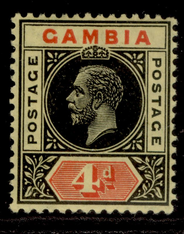 GAMBIA GV SG92a, 4d black & red/lemon, LH MINT. Cat £14.