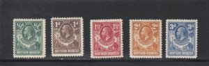 Northern Rhodesia # 1-5, King George V, Mint Hinged. 1/3 Cat.