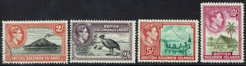 BRITISH SOLOMON ISLANDS 1939 KGVI PICTORIAL 2/- 2/6 5/- AND 10/- USED 