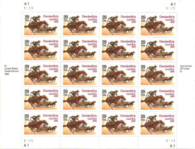 US 2754 - 29¢ Cherokee Strip Land Run Unused