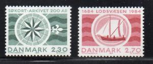 Denmark Sc 751-2 1984 Hydrographic & Pilotage stamp set mint NH