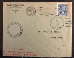 1926 Guatemala City Guatemala First Flight Cover FFC To Santa Rosa