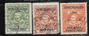 India - Cochin #O67-O69 set complete  (U) CV $2.05