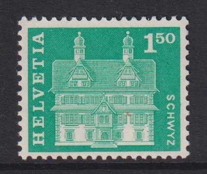 Switzerland  #398  MNH  1960 definitive set  1.50fr house
