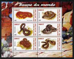 Burundi 2011 Fauna of the World - Reptiles - Snakes #2 pe...