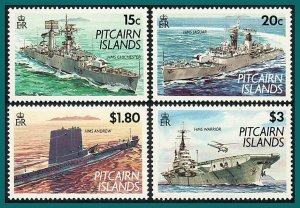 Pitcairn Islands 1993 Royal Navy Ships, MNH  #379-382,SG426-SG429