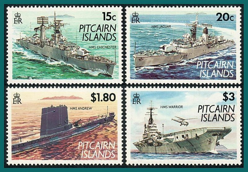 Pitcairn Islands 1993 Royal Navy Ships, MNH  #379-382,SG426-SG429