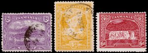 Tasmania Scott 114a, 115, 116a (1911) Used/Mint H F-VF, CV $108.50 M