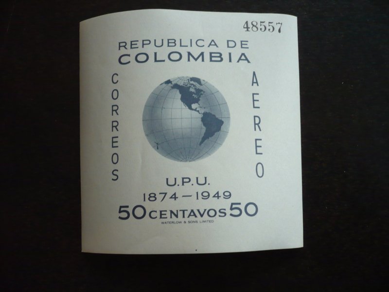 Stamps - Colombia - Scott#C199 - Mint Never Hinged Souvenir Sheet Imperf