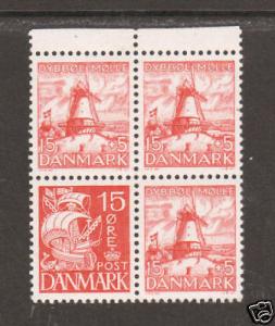 Denmark Sc 238Al MLH. 1933 15ö red booklet pane of 4 VF