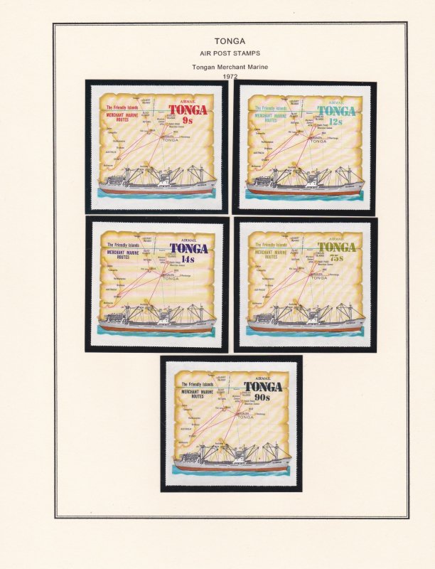 Tonga # 287-291, C107-111, CO55-57, Tonga Merchant  Marine, NH, 1/2 Cat.