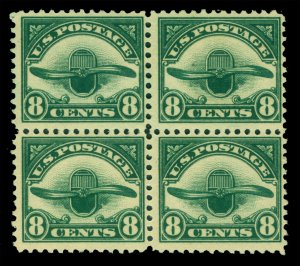 US 1923 AIRMAIL - Propeller  8c dark green  Scott # C4 mint MNH VF block of 4