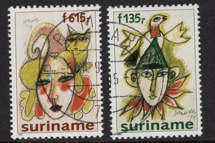 Surinam  #1026-1027  cancelled   1995  Jesters paintings Corneille