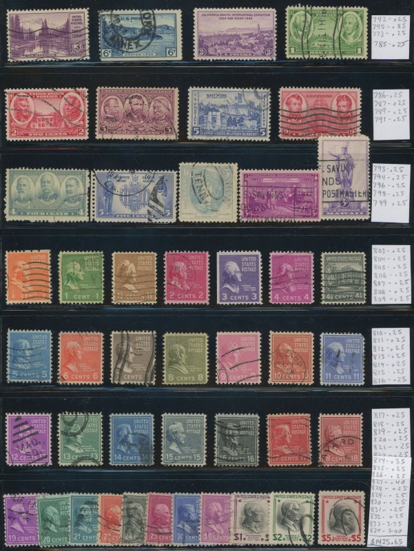 USA Large Lot - Older used collection - 266 diff  - Cat $1,425.00