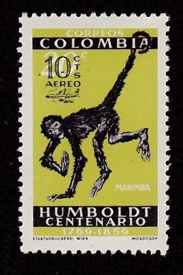 Colombia # C413, Spicer Monkey, Mint Hinged,