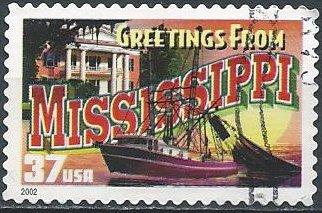 US 3719 (used) 37¢ greetings from Mississippi (2002)