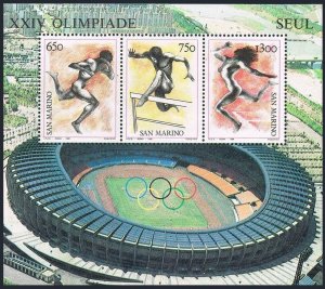 San Marino 1161 ac sheet,MNH.Michel Bl.11. Olympics Seoul-1988.Running,Hurdles,