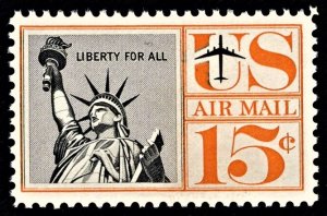 US C63 MNH VF 15 Cent Statue of Liberty (Redrawn) Blk and Orange